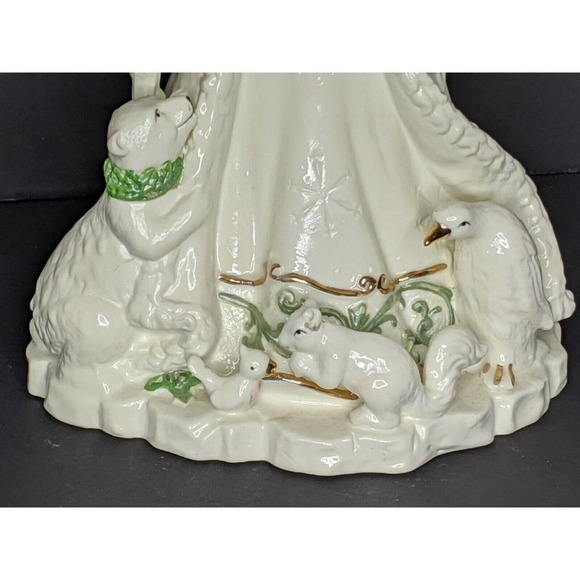 Santa Porcelain Figurine Musical Woodland Animals Sack of Toys 11" - Picture 4 of 6